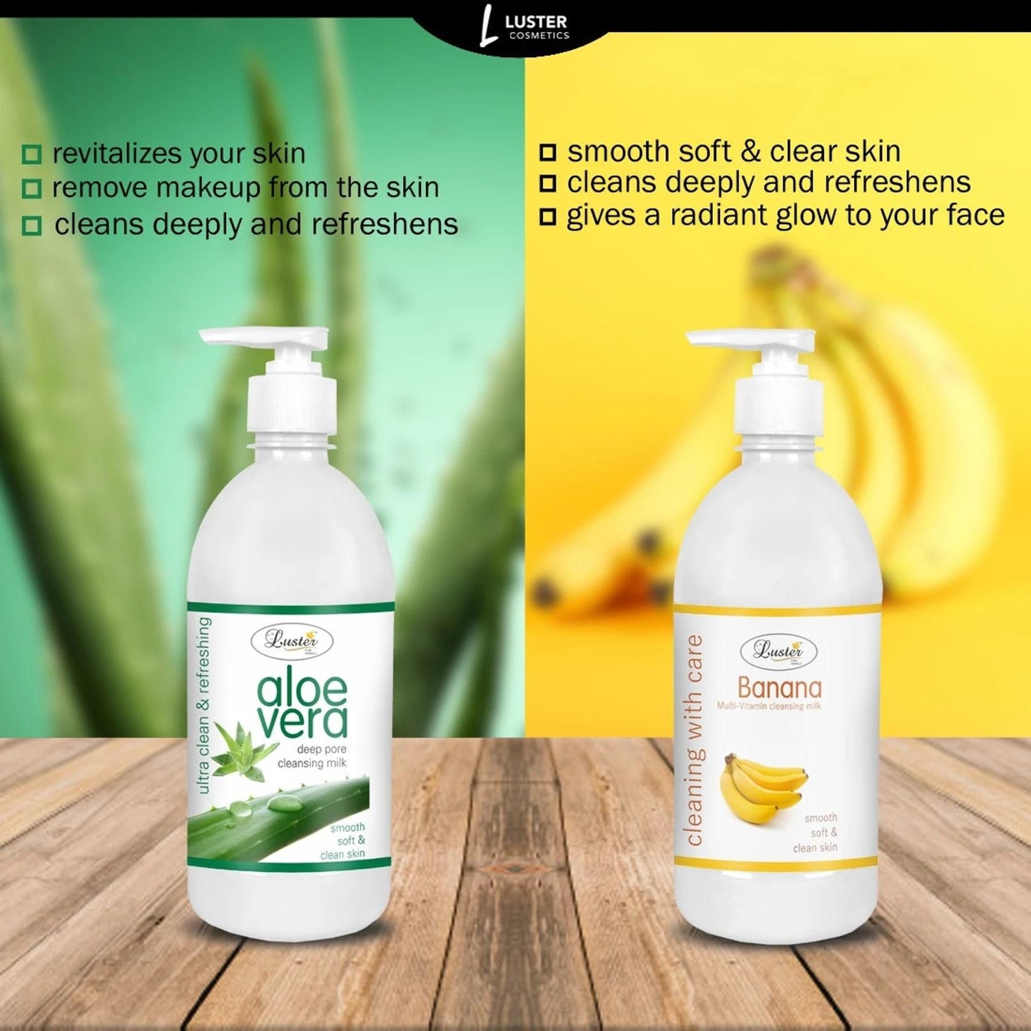 Banana and Aloe vera Cleansing Milk 500 ML  (Pack of 2 )